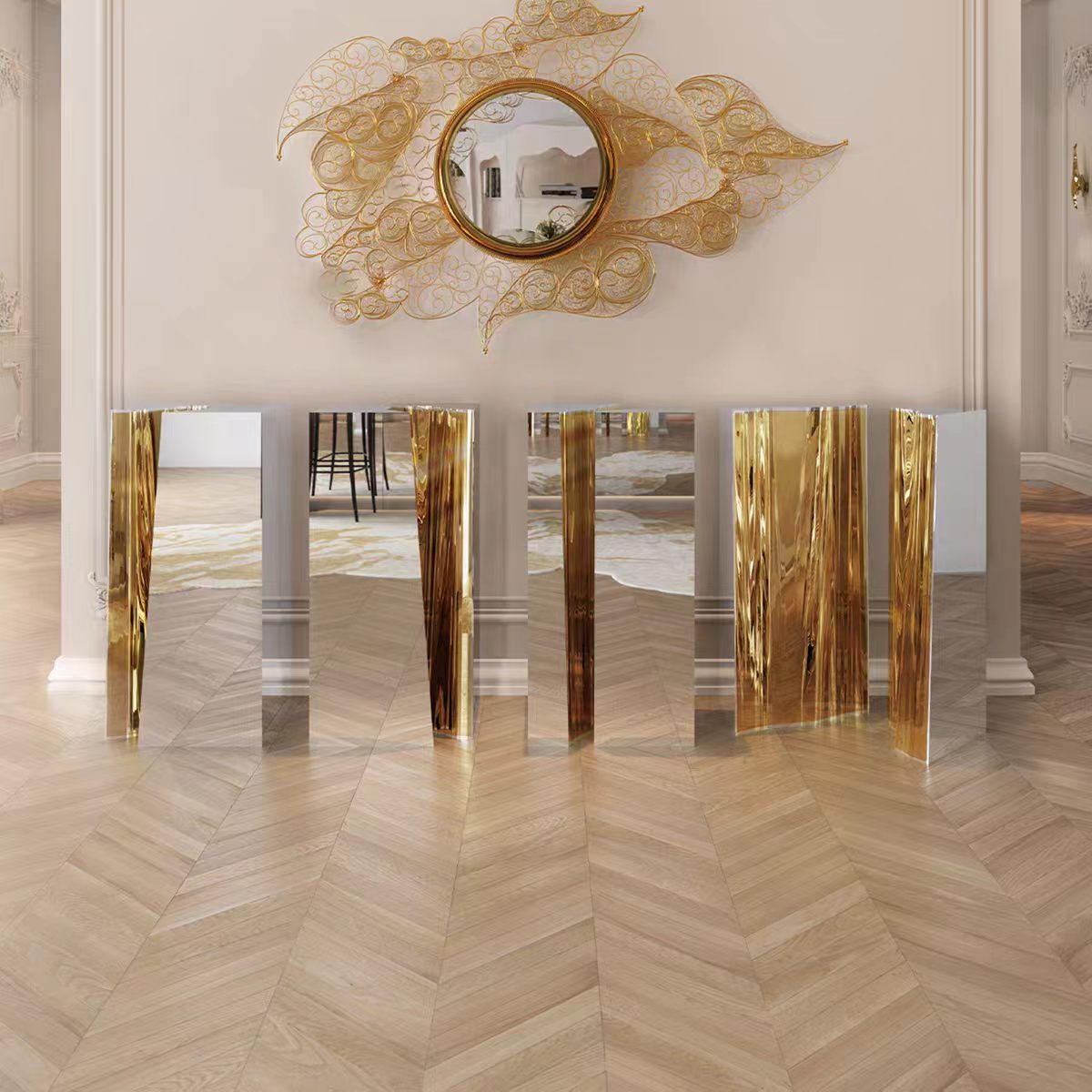 Luxury Italian Stainless Steel Console Table