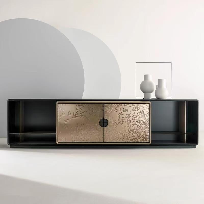 Luxury Italian Solid Wood Sideboard Cabinet with Metal Design