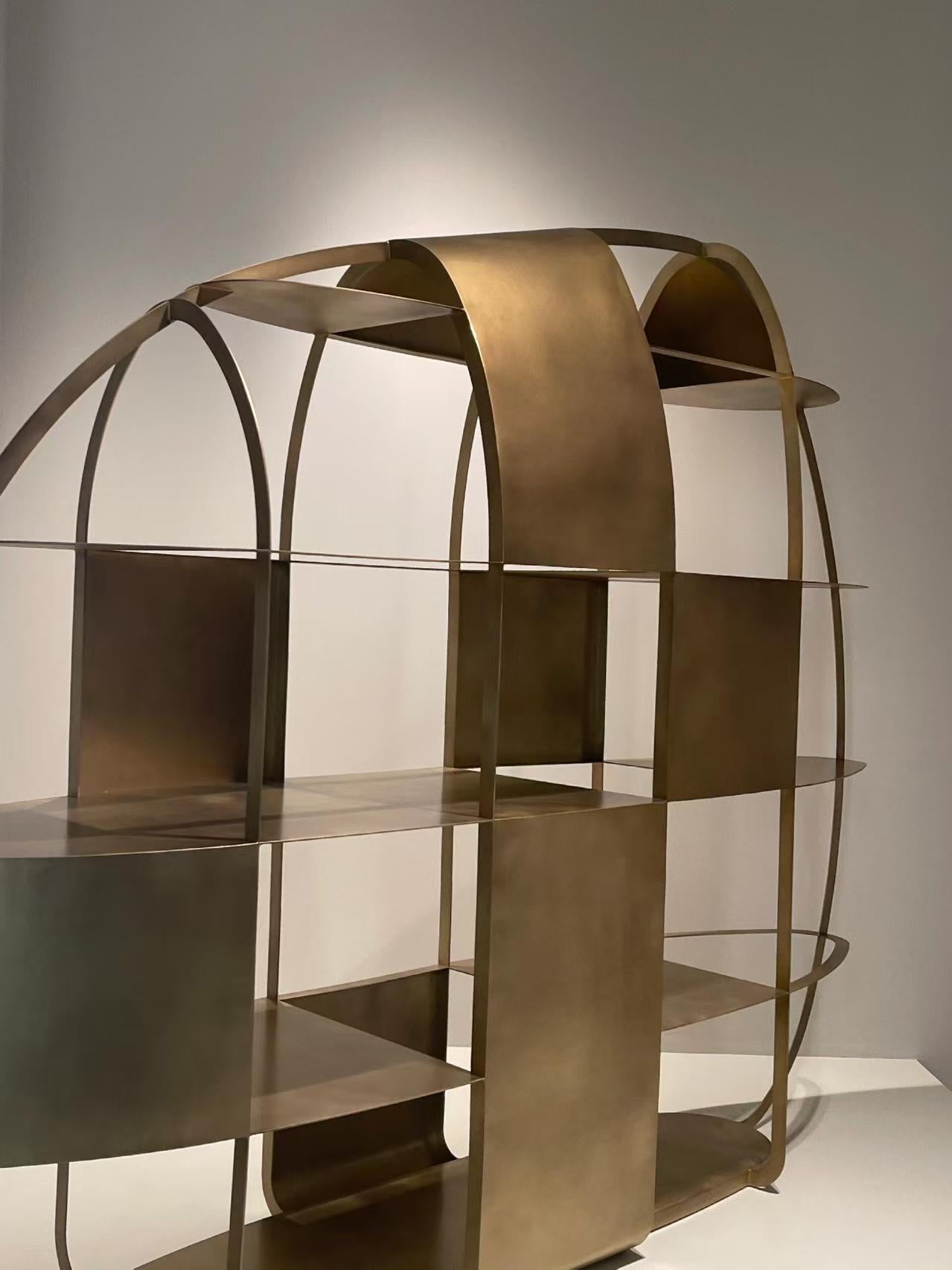 Luxury Italian Stainless Steel Display Bookshelf Design