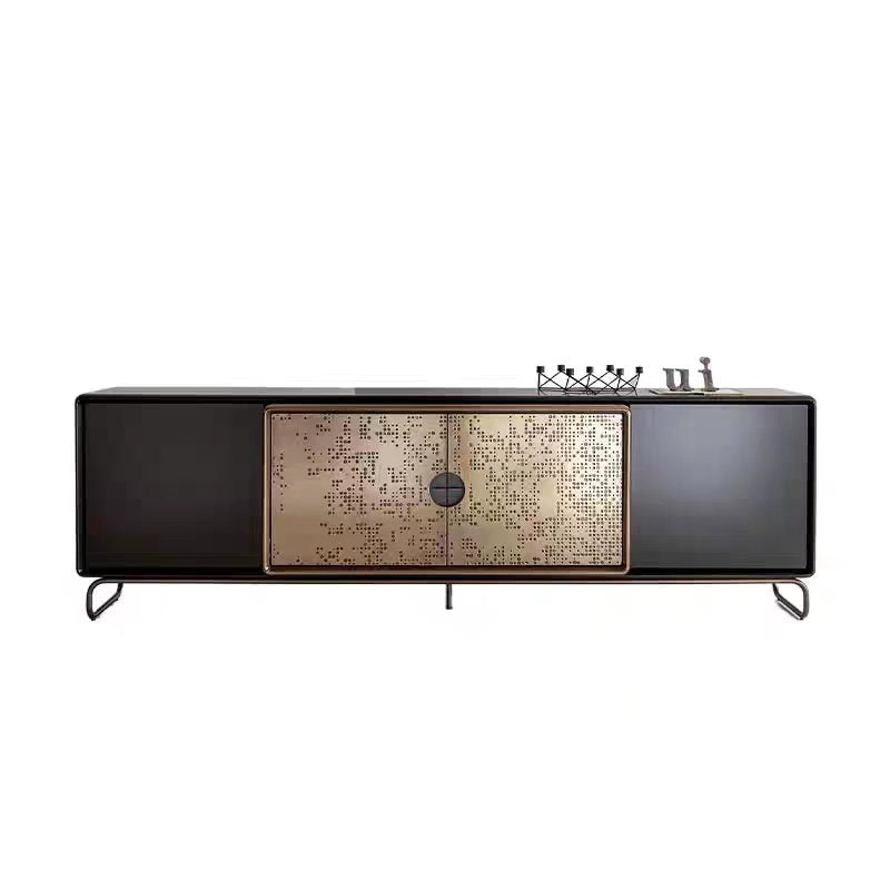 Luxury Italian Solid Wood Sideboard Cabinet with Metal Design