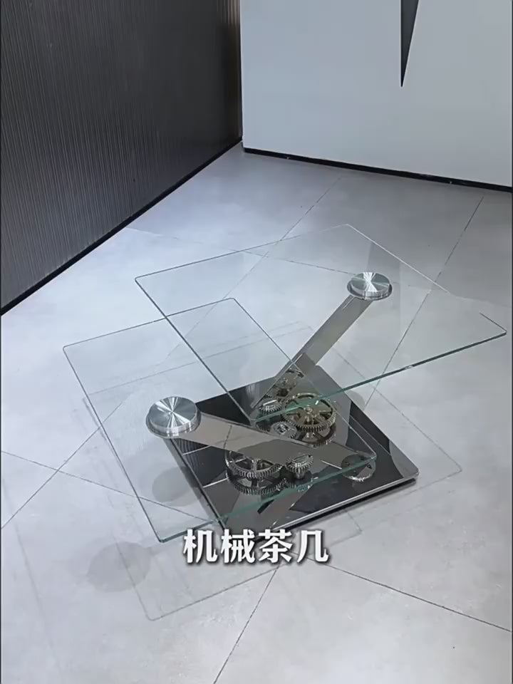 Custom Rotating Glass Coffee Table for Luxury Villa & Hotel Projects